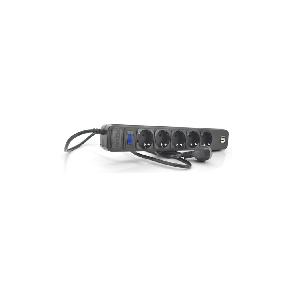 Мережевий фільтр живлення Merlion 5 розеток, 1,8 м + 2*USB (B518U) - зображення 1