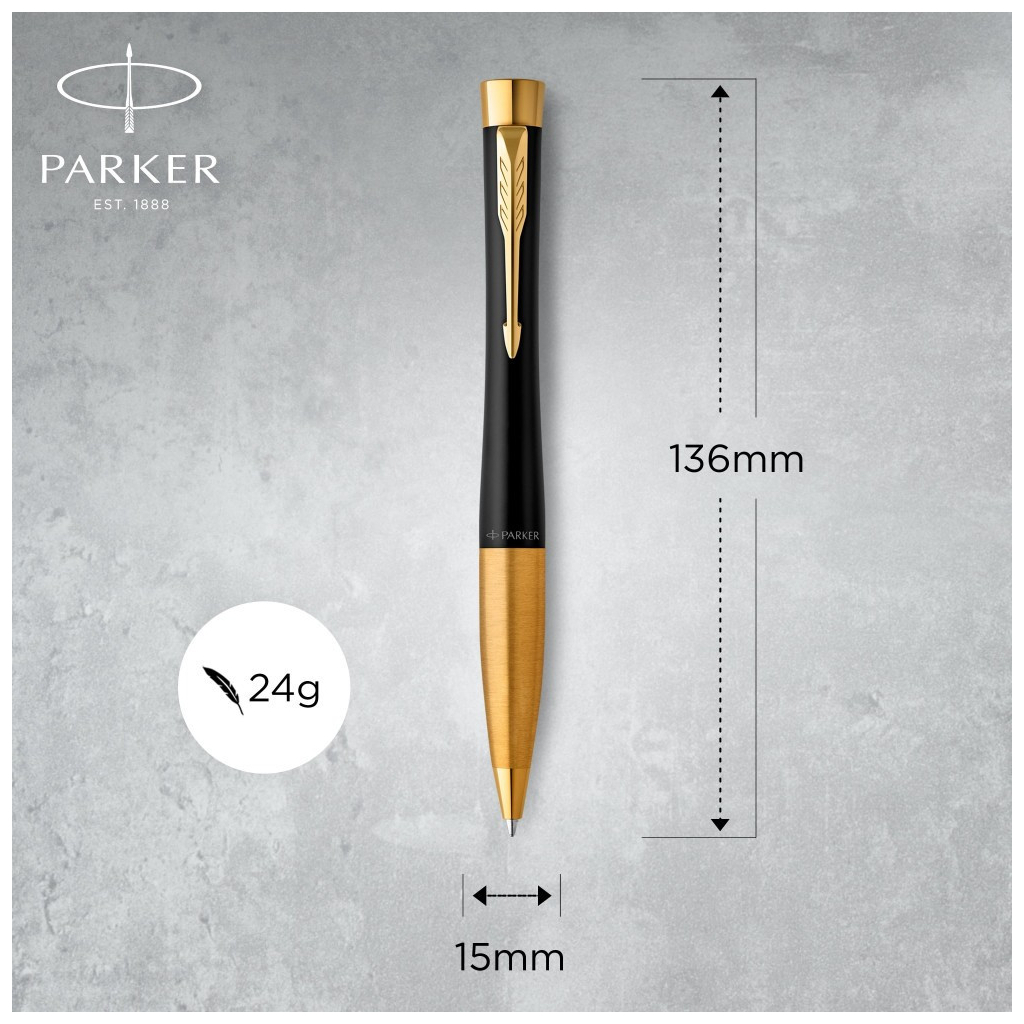 Ручка кулькова Parker URBAN 17 Muted Black GT BP + блокнот Parker + подар.упаковка GIFT24 (30 035b24) - зображення 3