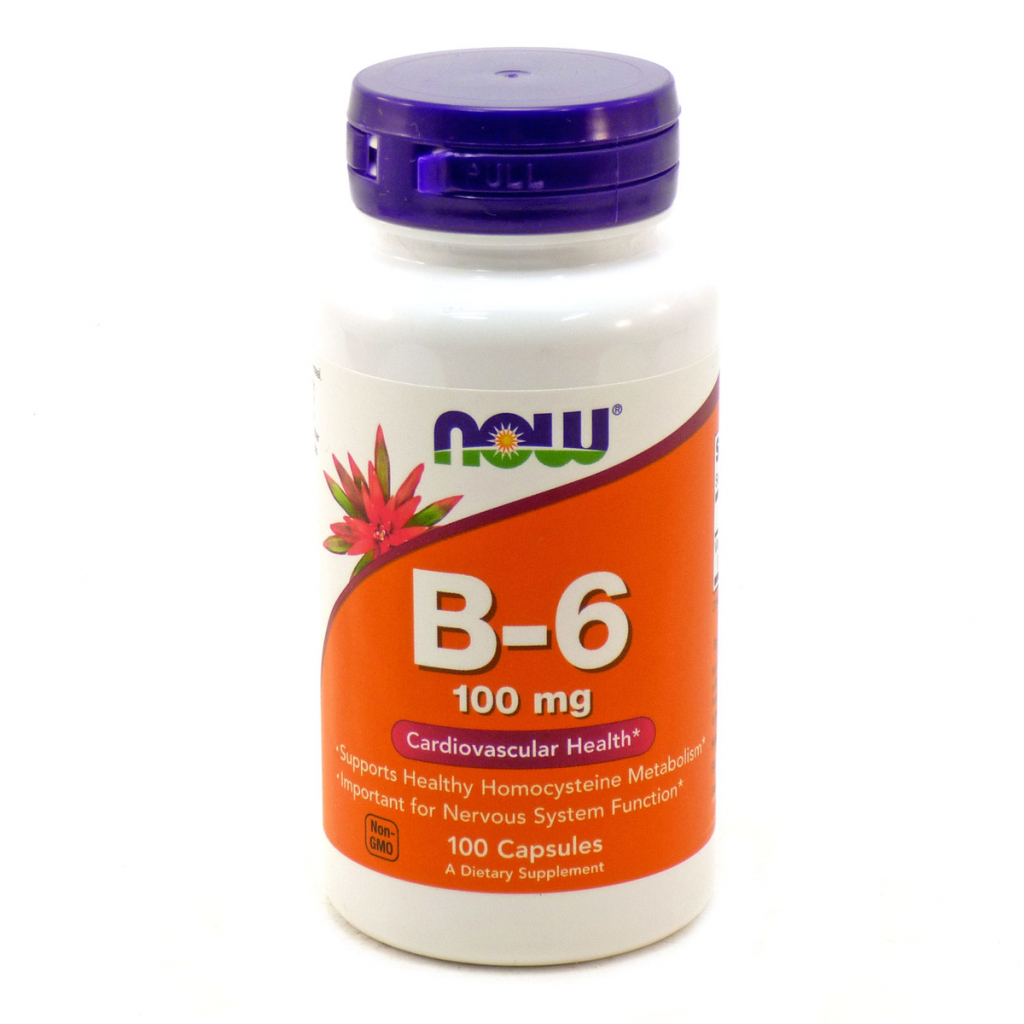 Вітамін Now Foods Вітамін В6 (Піридоксин), Vitamin B6, 100 мг, 100 капсул (NF0456) - зображення 1