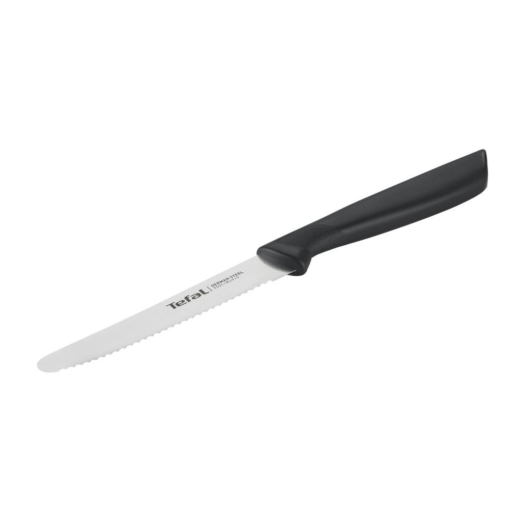 Кухонний ніж Tefal ColorFood зубчастий 10 см Чорний (K2731304) - зображення 1