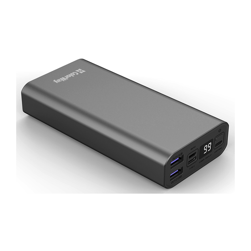 Батарея універсальна ColorWay 20 000 mAh PD/20W, QC/3.0, USB-C/Micro-USB/Lightning/USB-A max.22.5W Gray (CW-PB200LPH3GR-PDD) - изображение 6