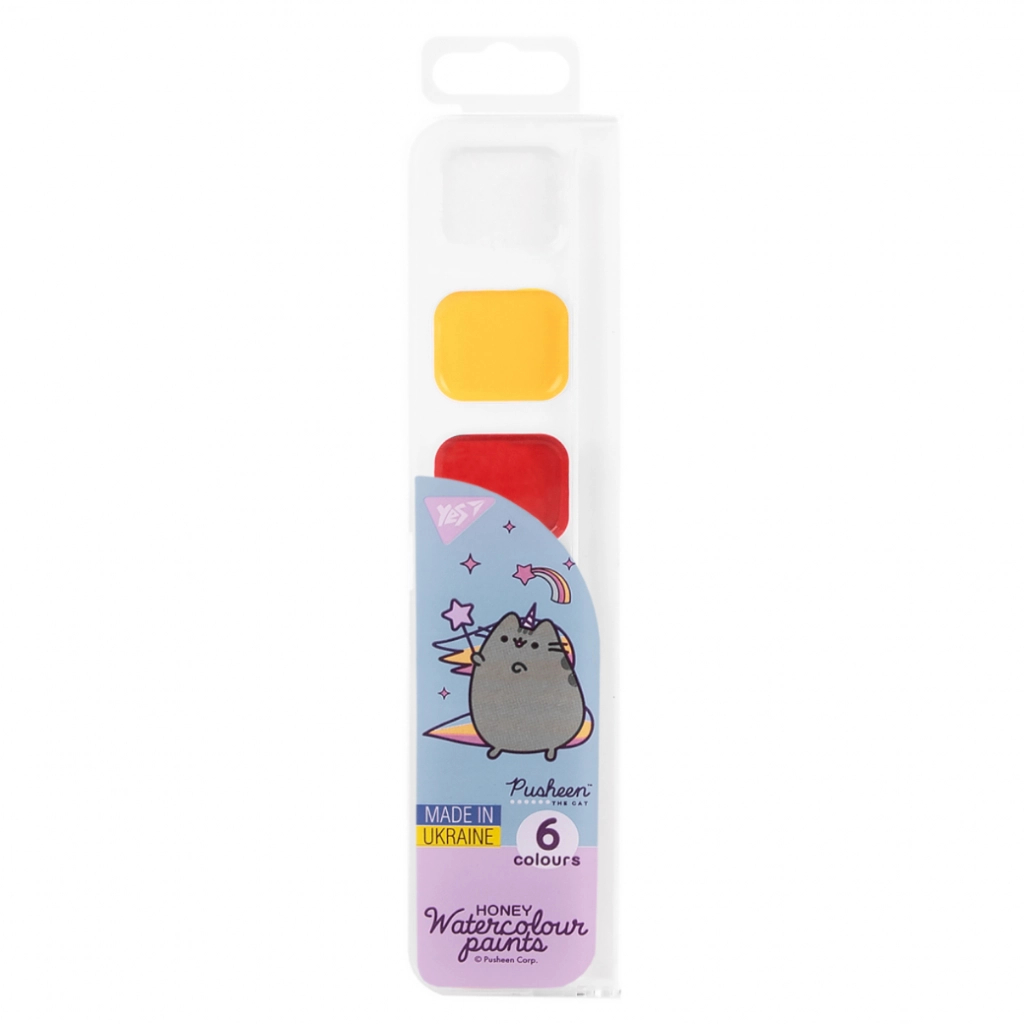 Акварельні фарби Yes Pusheen 6 кольорів медові б/п (110273) - зображення 1