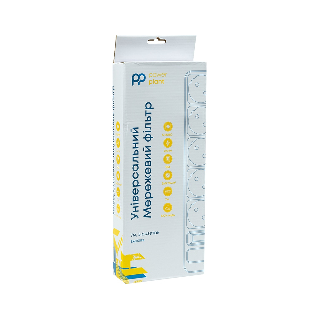 Мережевий фільтр живлення PowerPlant 7м, 5 розеток, євро, 100% мідь (JY-1056/7B) (EX610594) - зображення 3