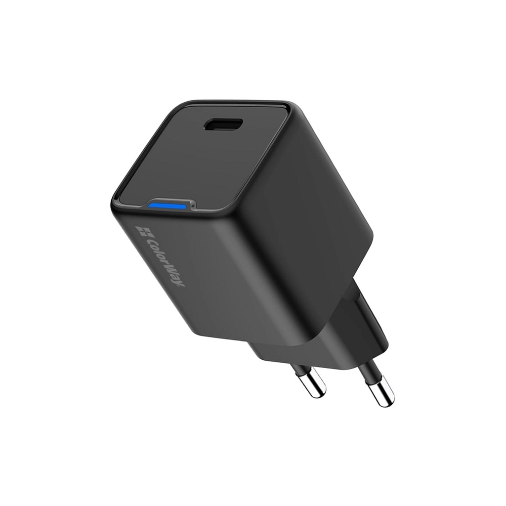 Зарядний пристрій ColorWay GaN Mini 25W PD Port PPS USB-C black (CW-CHS052PD-BK) - зображення 1