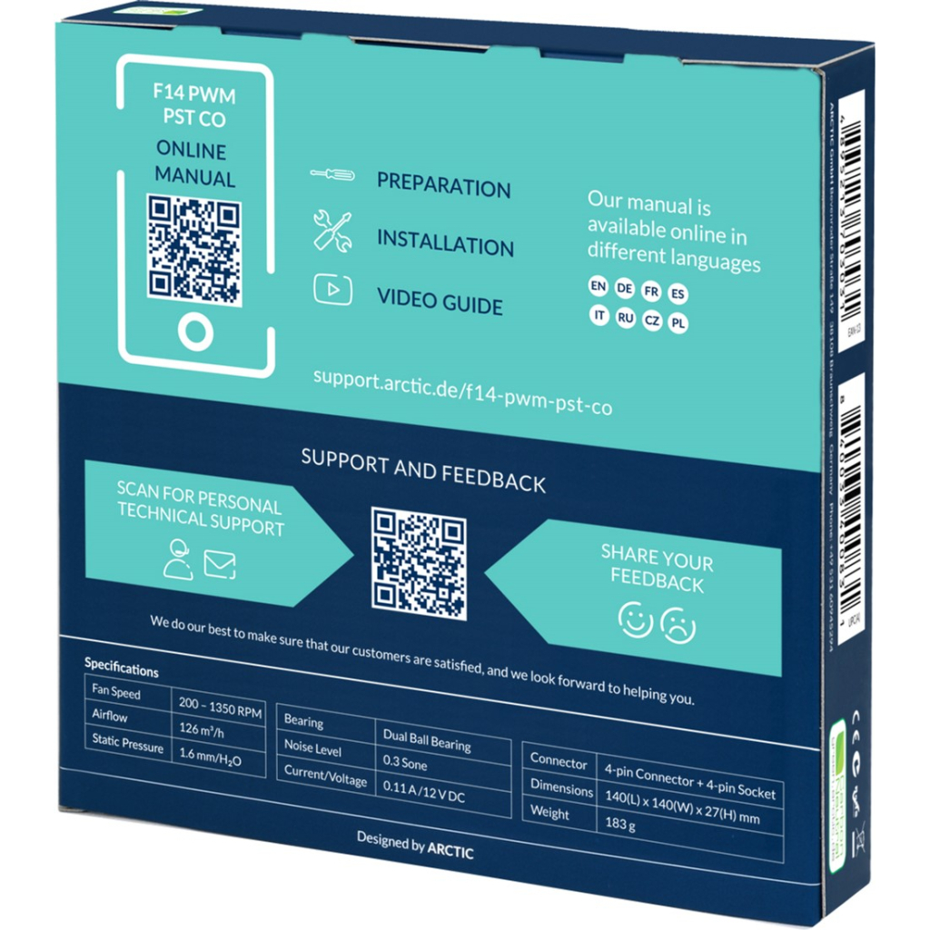 Кулер до корпусу Arctic F14 PWM PST CO (ACFAN00220A) - зображення 5