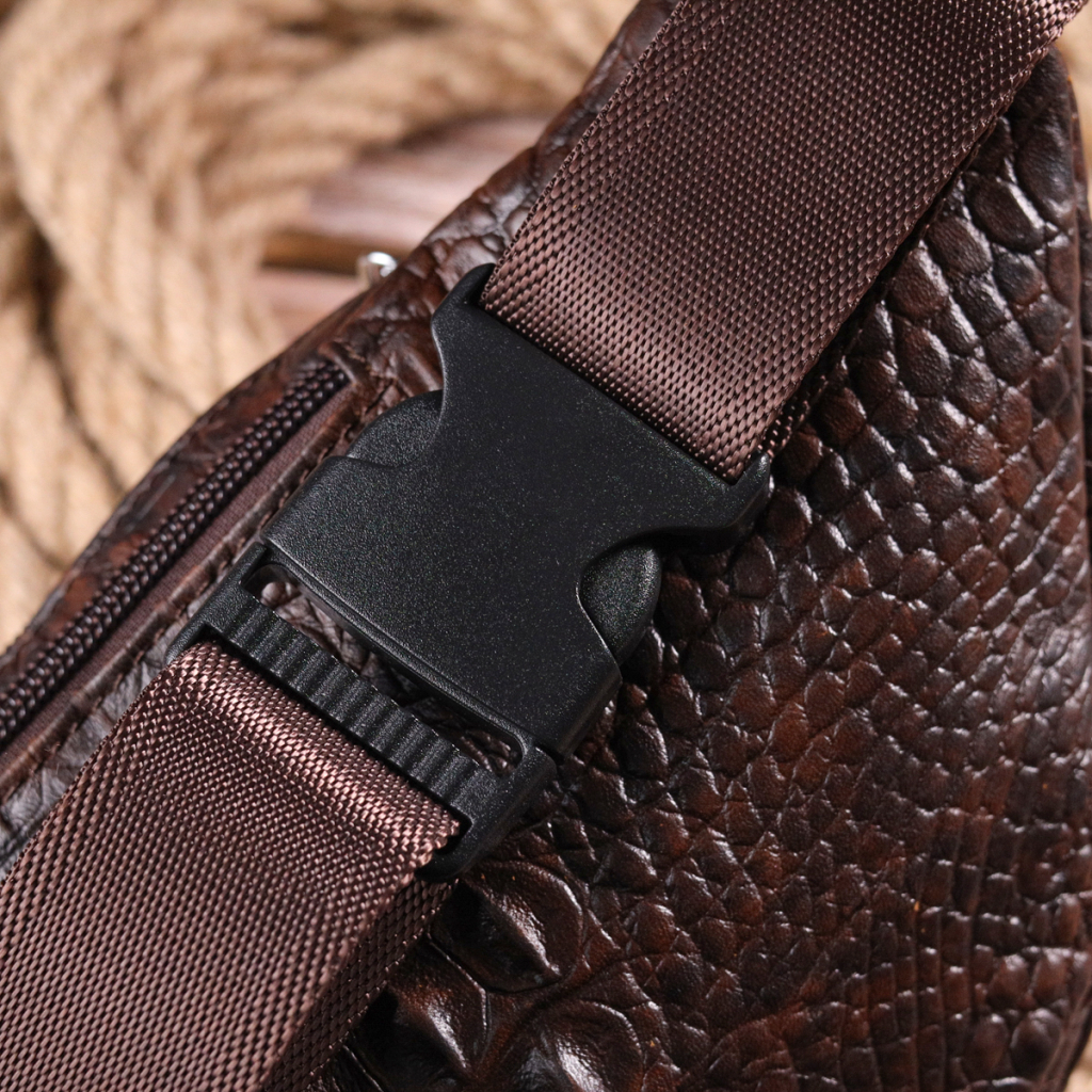 Сумка Vintage З натуральної шкіри з фактурою під крокодила Коричнева (21298) - зображення 9