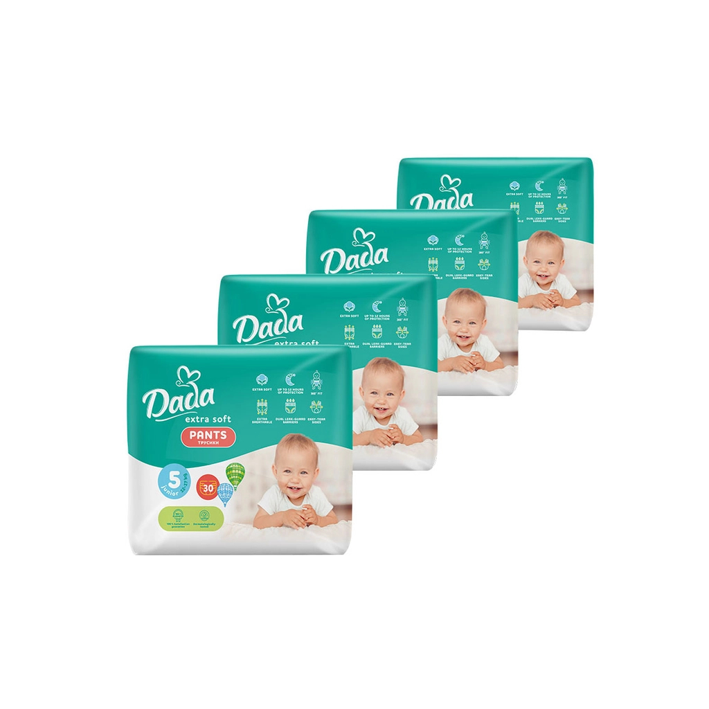 Підгузки Dada Extra Soft 5 Junior (12-17 кг) 120 шт (4 упаковки по 30 шт) (4820174989590) - зображення 1