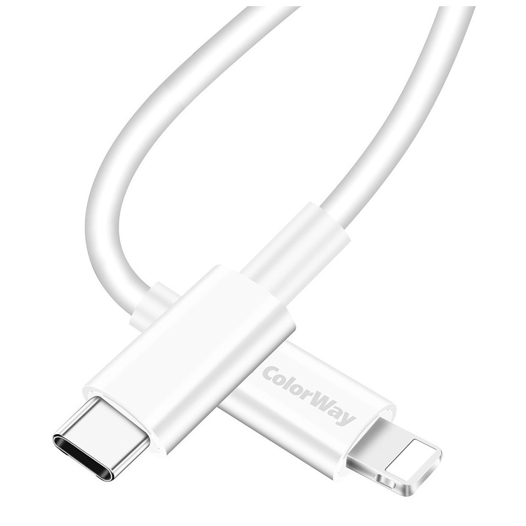 Дата кабель USB-C to Lightning 1.0m 3A white ColorWay (CW-CBPDCL032-WH) - зображення 4