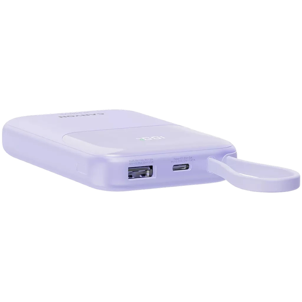Батарея універсальна Canyon 10000mAh OnPower 101 PD/22.5W built-in cable Purple (CNS-CPB101PU) - зображення 5