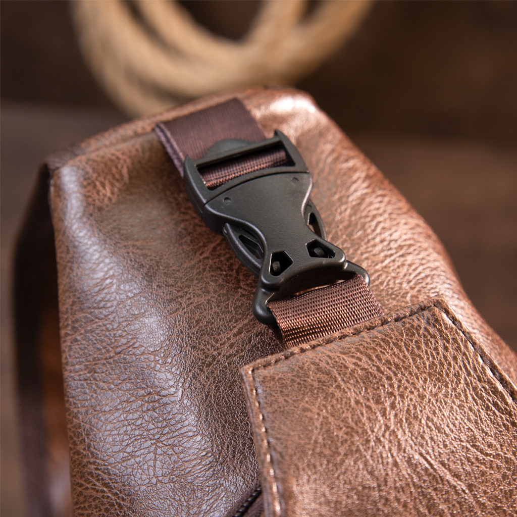 Сумка Vintage Крос боді смарт зі шкірозамінника Коричнева (20572) - зображення 7