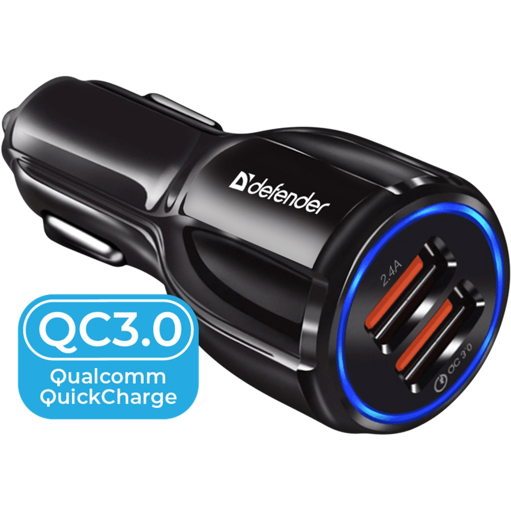 Зарядний пристрій Defender 2xUSB 30W (2xUSB-A) QC3.0 3А UCA-100 (83833) - зображення 1