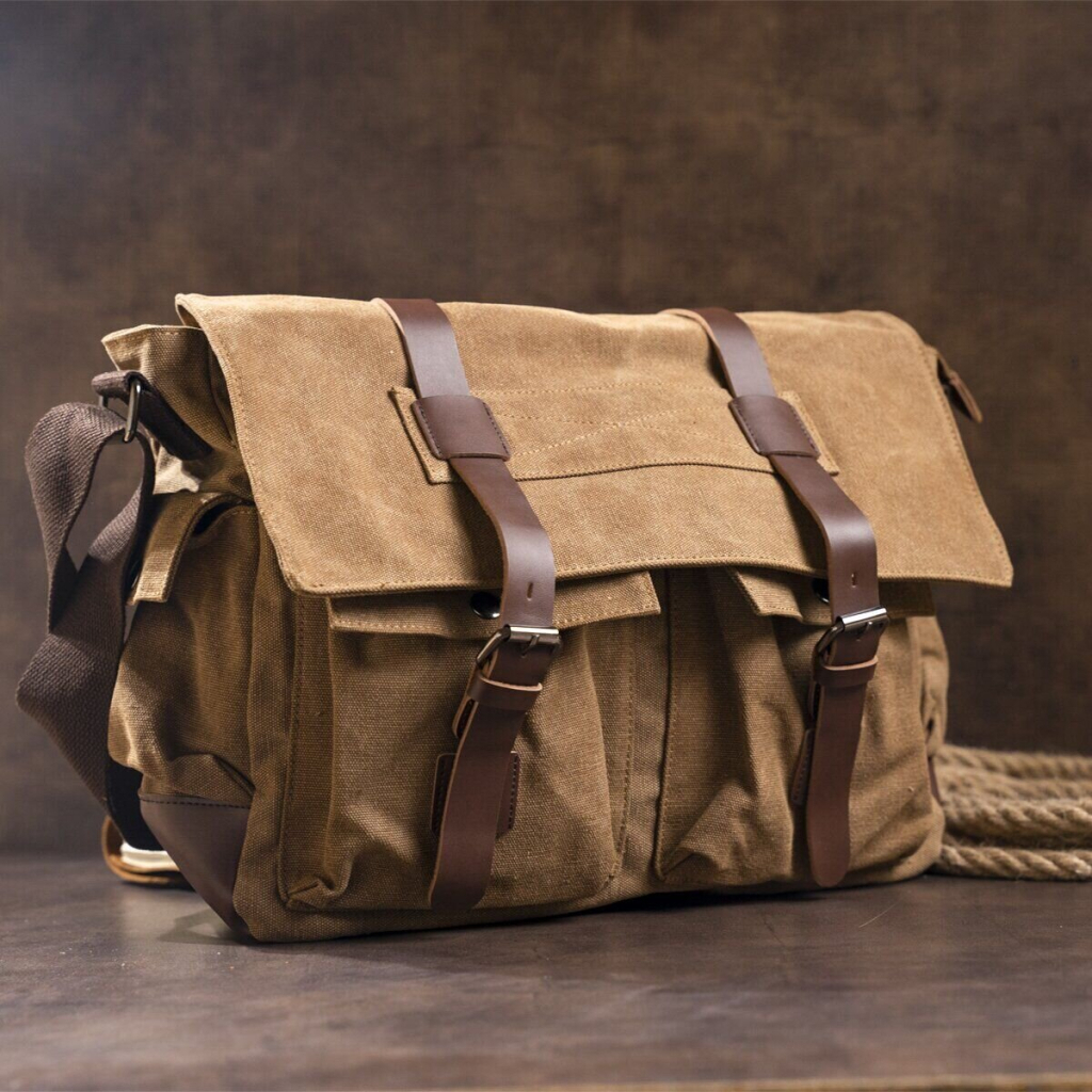 Сумка Vintage На плече текстильна Коричнева (20150) - зображення 5