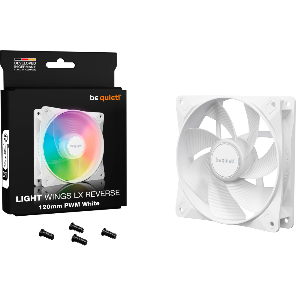 Кулер до корпусу Be quiet! Light Wings LX 120mm PWM Reverse білий (BL133) - зображення 5