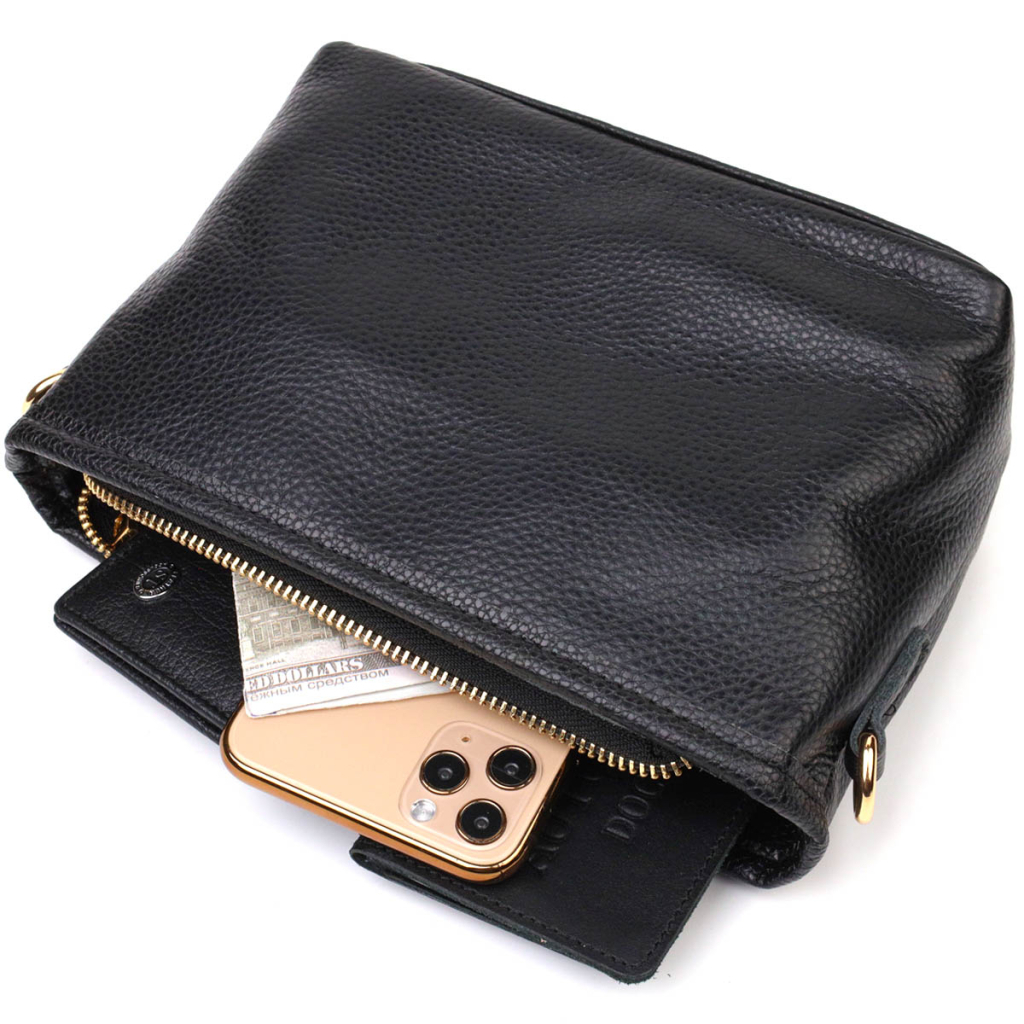 Сумка Vintage На плече з натуральної шкіри Чорна (22080) - зображення 8