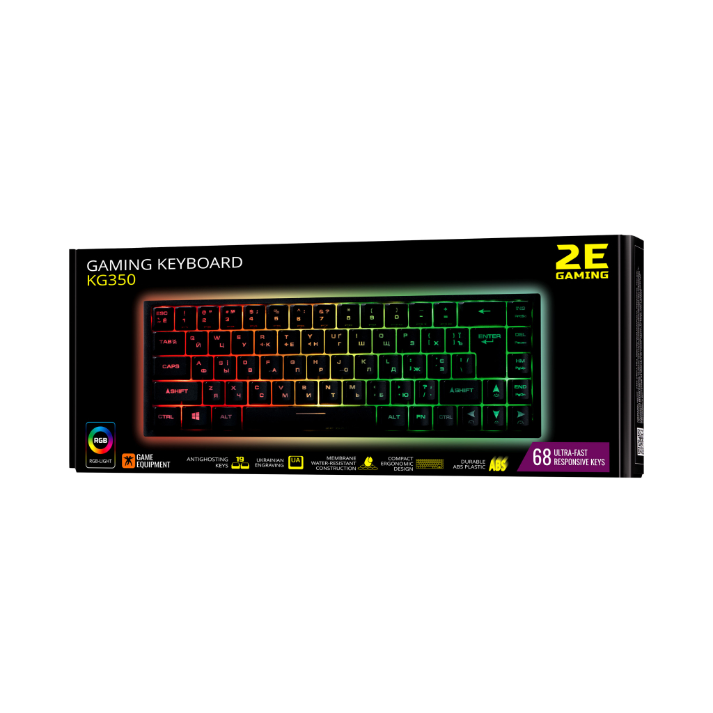 Клавіатура 2E GAMING KG350 RGB 68key USB Black (2E-KG350UBK) - зображення 4