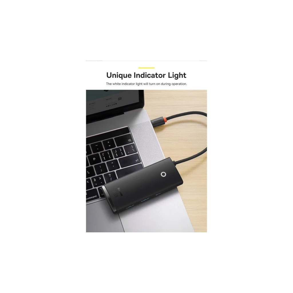 Концентратор Baseus USB-C 6-in-1 HDMI + 2xUSB 3.0 + USB-C + SD/TF black (WKQX050001) - зображення 6