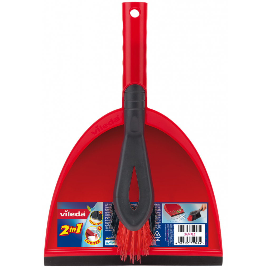 Комплект для прибирання Vileda Dustpan 2 в 1 Совок з короткою ручкою та щіткою (4023103172326) - зображення 1