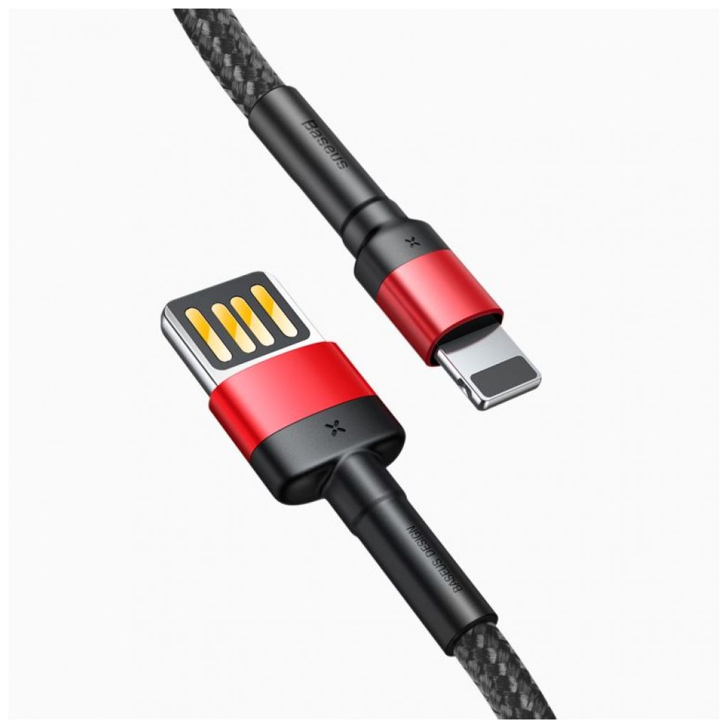 Дата кабель USB 2.0 AM to Lightning 1.0m Cafule Special Edition 2.4A Black-Red Baseus (CALKLF-G91) - зображення 3