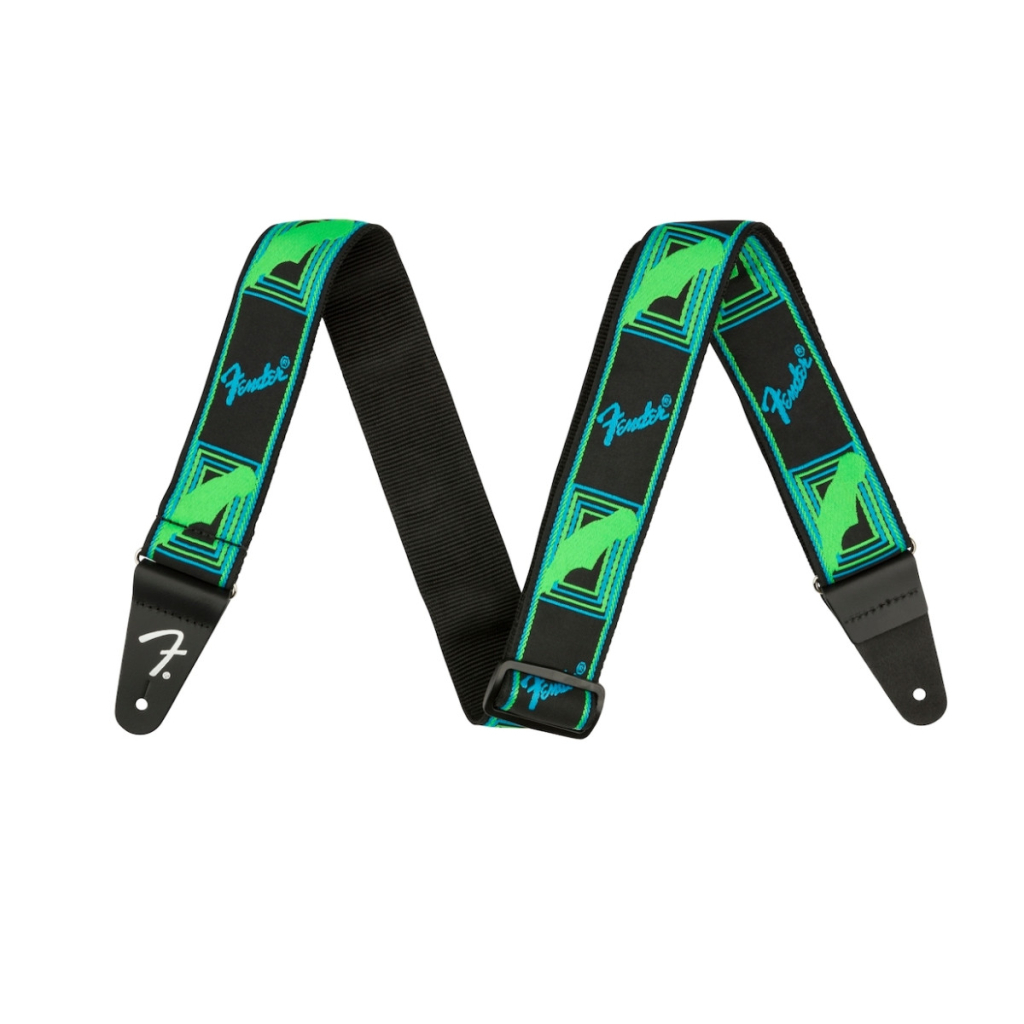 Ремінь для гітари Fender Strap 2" Neon Monogrammed Green Blue (232340) - зображення 1