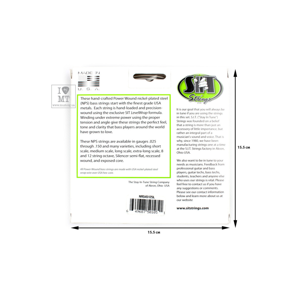 Струни для гітари SIT Strings NR545125L (45-125) (226938) - зображення 2