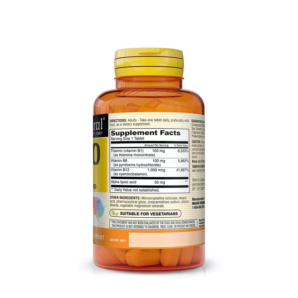 Вітамінно-мінеральний комплекс Mason Natural Нейрокомплекс з альфа-ліпоєвою кислотою, Neuro Complex with Alpha (MAV18591) - зображення 2