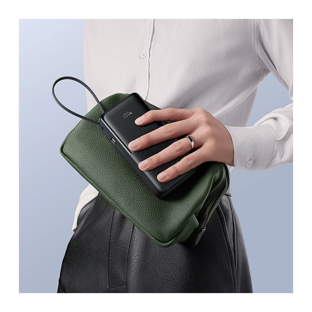 Батарея універсальна Baseus Bipow 2 Digital Display 10000mAh 20W with Built-in USB-C Cable Black (P10077101113-00) - зображення 9