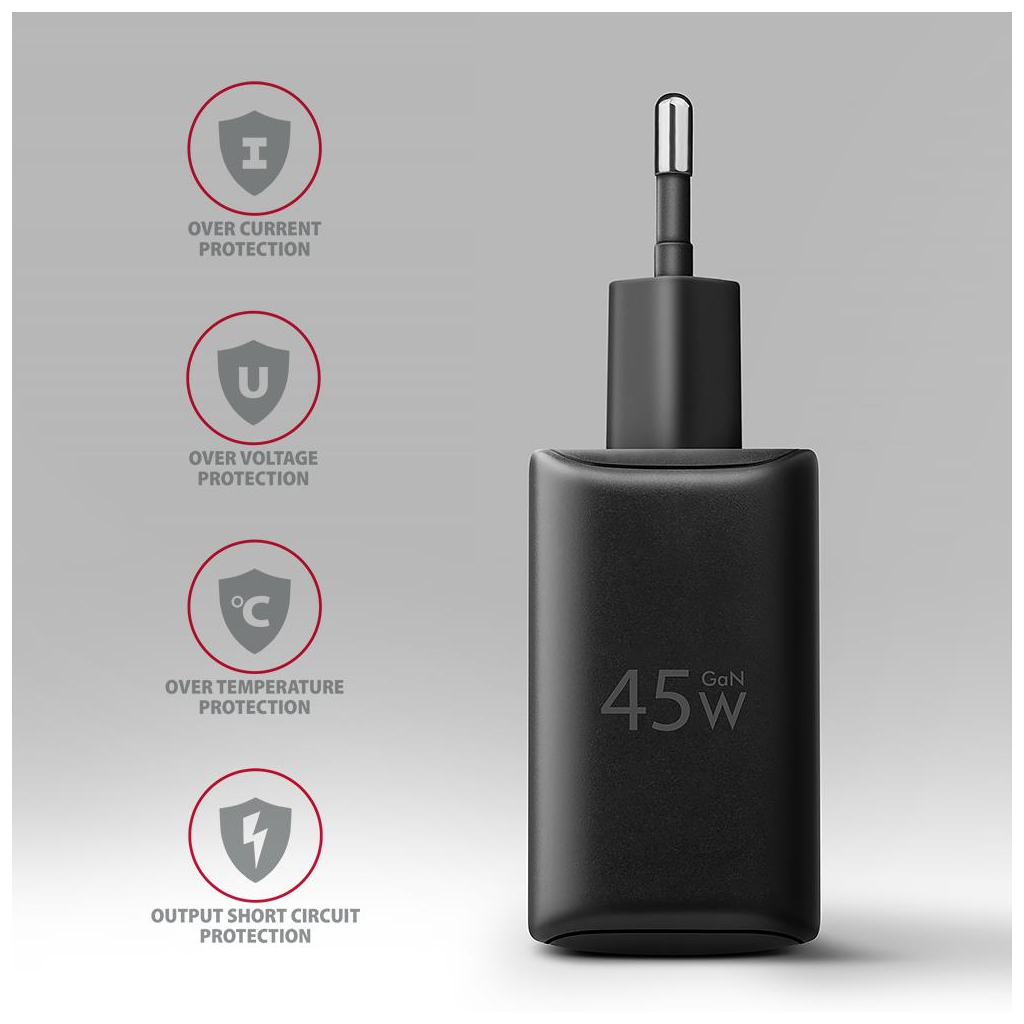 Зарядний пристрій AXAGON 1xUSB QC4.0 + 1xUSB-C PD45W PPS black (ACU-PQ45) - зображення 6