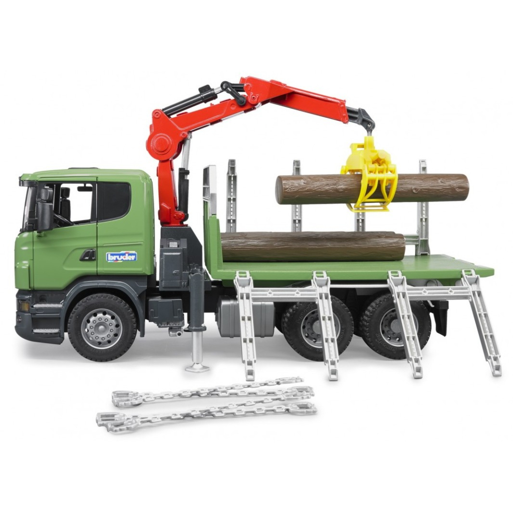 Спецтехніка Bruder лісовоз Scania з краном та колодами 1:16 (03524) - зображення 4