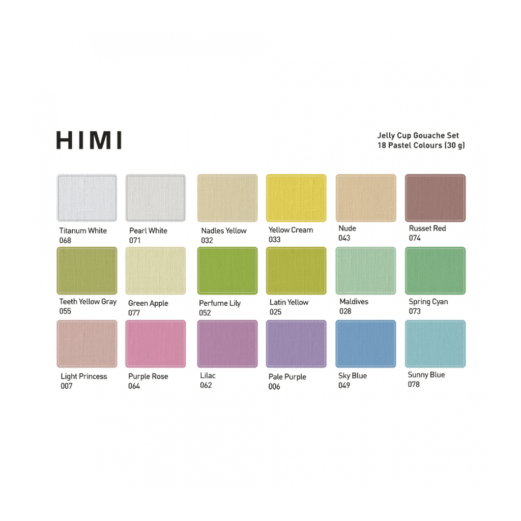 Гуашеві фарби HIMI Jelly Cup 18 кольори по 30 мл, Пастельні, фіолетовий пластик.пенал (6976939682584) - picture 7