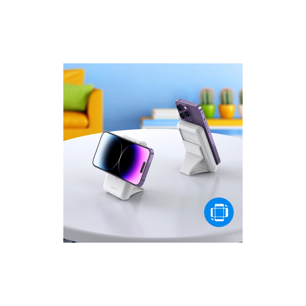 Батарея універсальна Choetech Magnetic Wireless 10000mAh 20W, PD,QC/3.0, USB-A, USB-C, White (B663-ACWH) - зображення 6