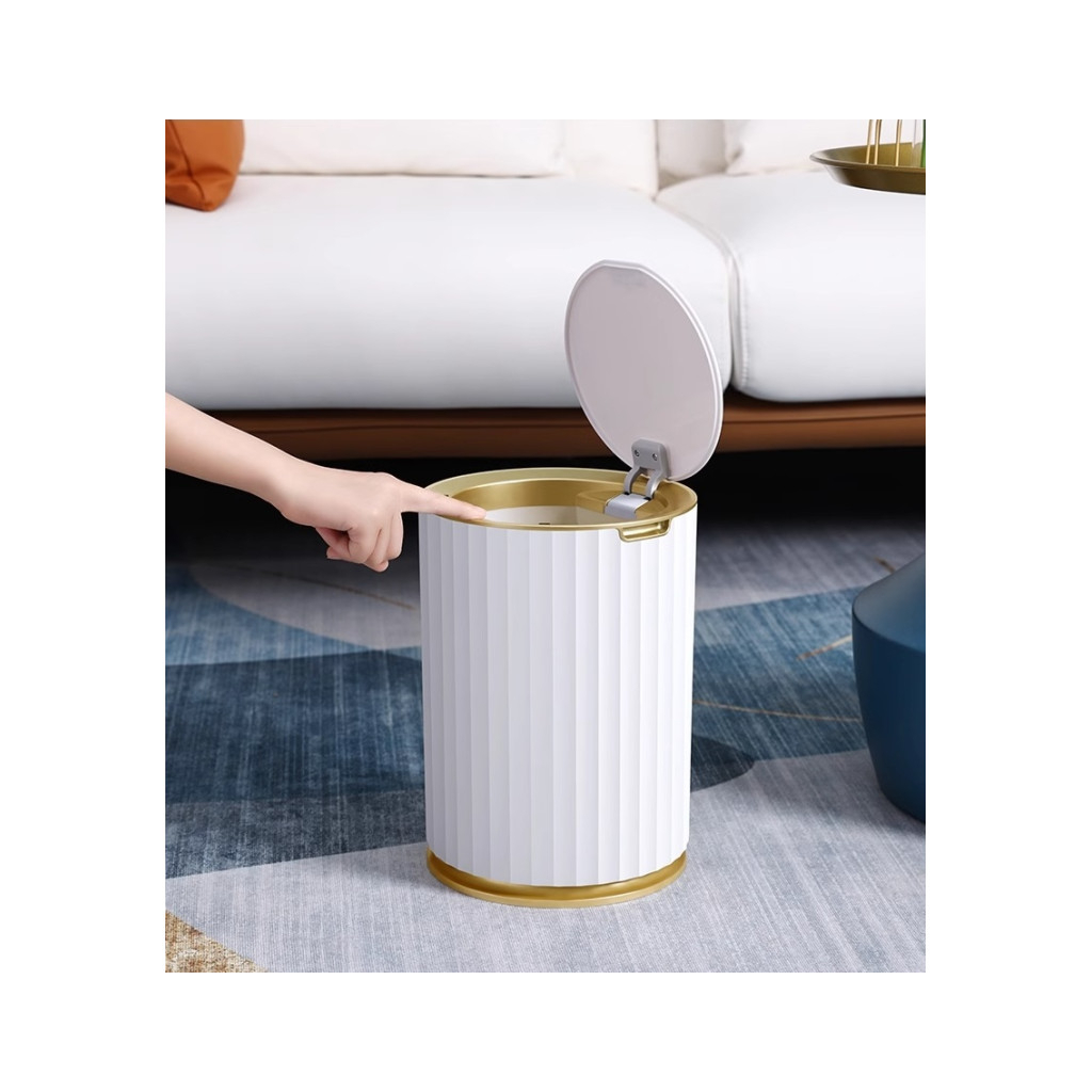Контейнер для сміття JAH Nordic Сенсорний Білий із золотим 9 л (20259) - изображение 5