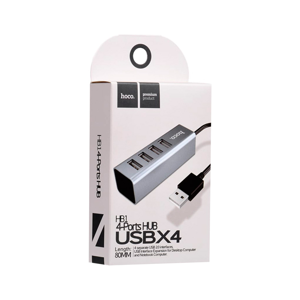 Концентратор HOCO USB 2.0 to 4xUSB Line machine HB1 Tarnish (6957531038139) - зображення 4