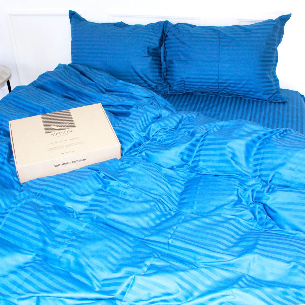 Постільна білизна MirSon Satin Stripe 30-0019 Blue 160х220 Сімейна (2200005254967) - изображение 5