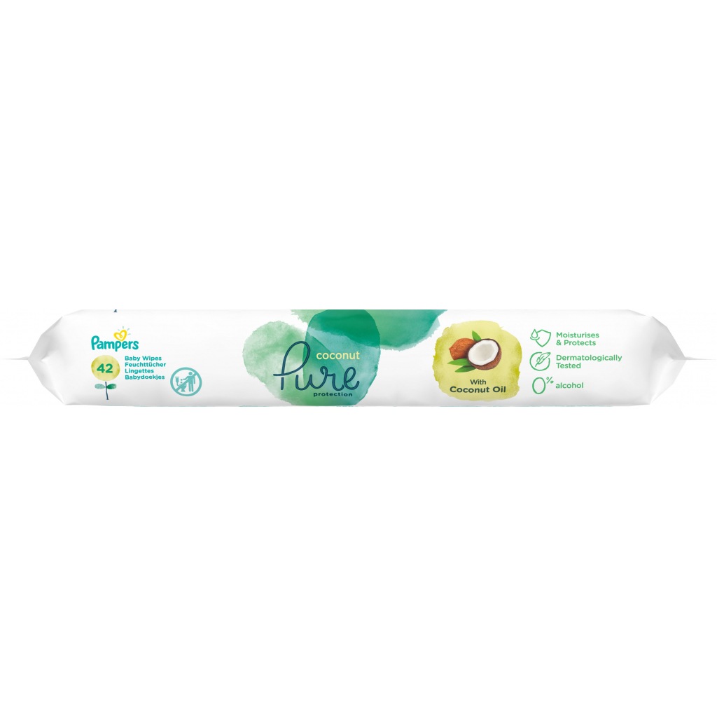 Дитячі вологі серветки Pampers Pure Coconut 42 шт (8001841708676) - зображення 4