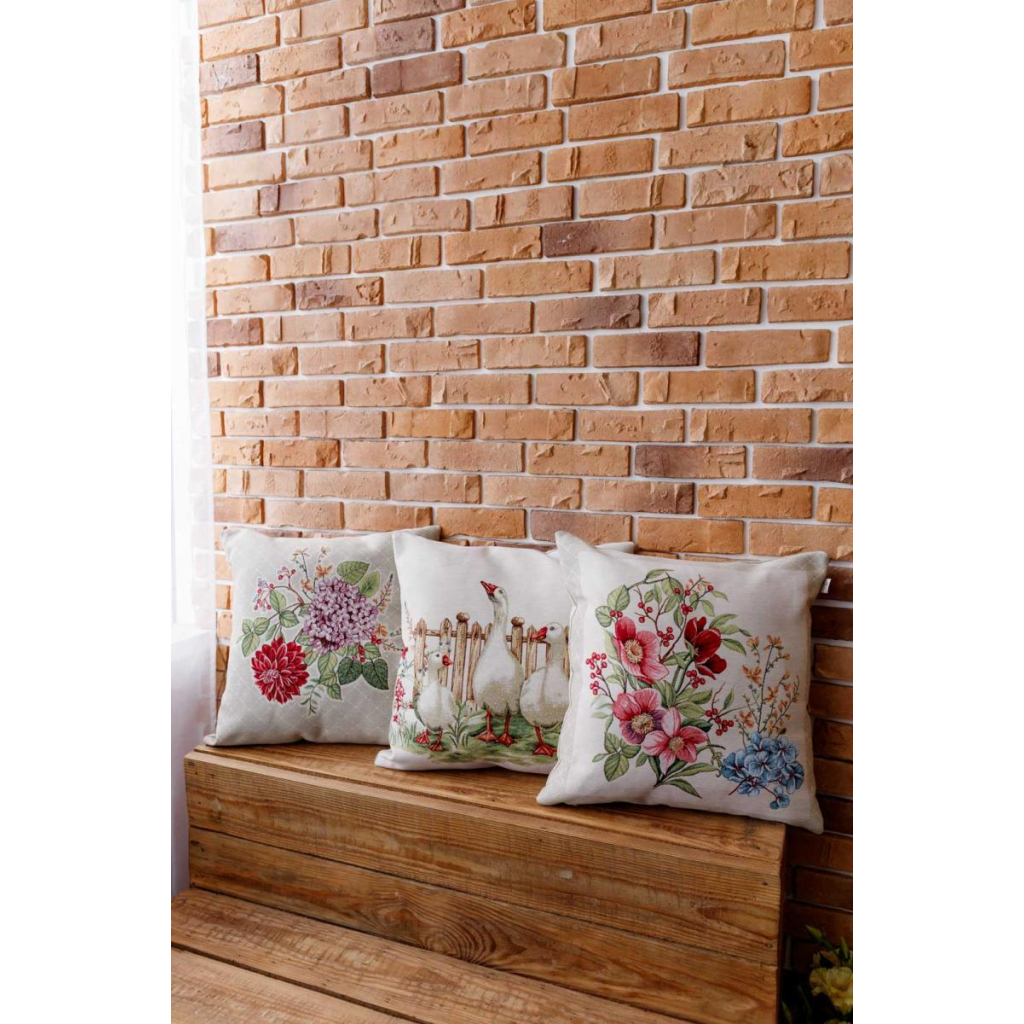 Подушка Прованс гобеленова декоративна Квіти в рамці 45х45 см (034203) - зображення 3