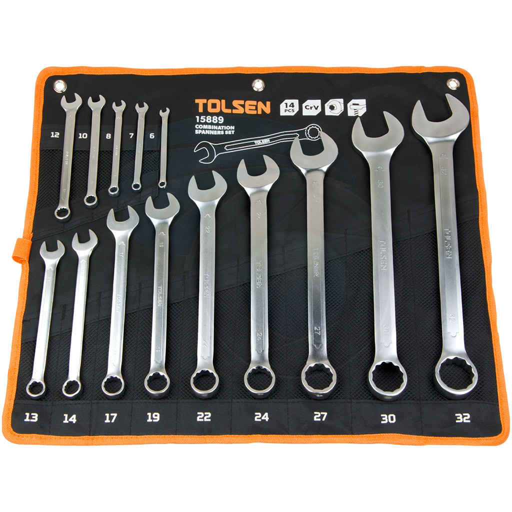 Ключ Tolsen набір комбінованих у чохлі 14 шт (15889) - изображение 1