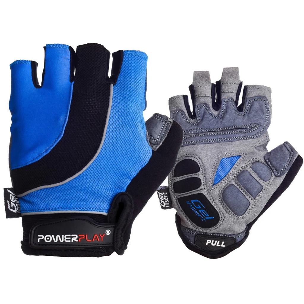 Велорукавиці PowerPlay 5037 Black/Blue M (5037A_M_Blue) - зображення 1