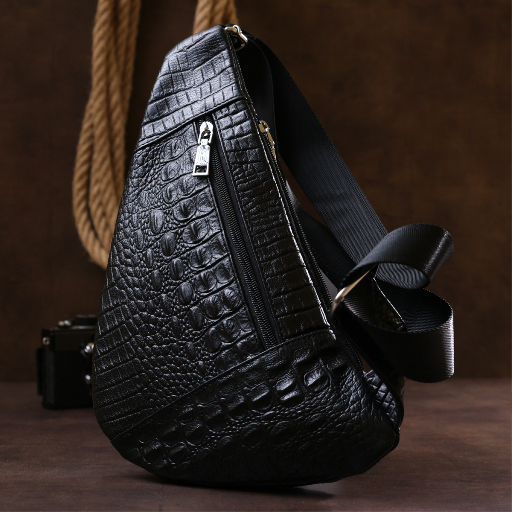 Сумка Vintage З натуральної шкіри через плече Чорна (20489) - зображення 9