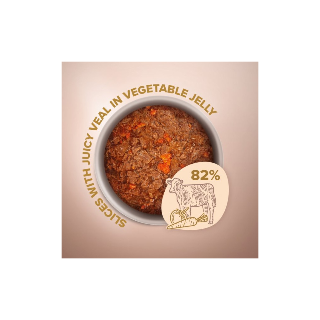 Вологий корм для кішок Club 4 Paws Selection Плюс Шматочки з телятиною в овочевому желе 80 г (4820215368032) - зображення 2