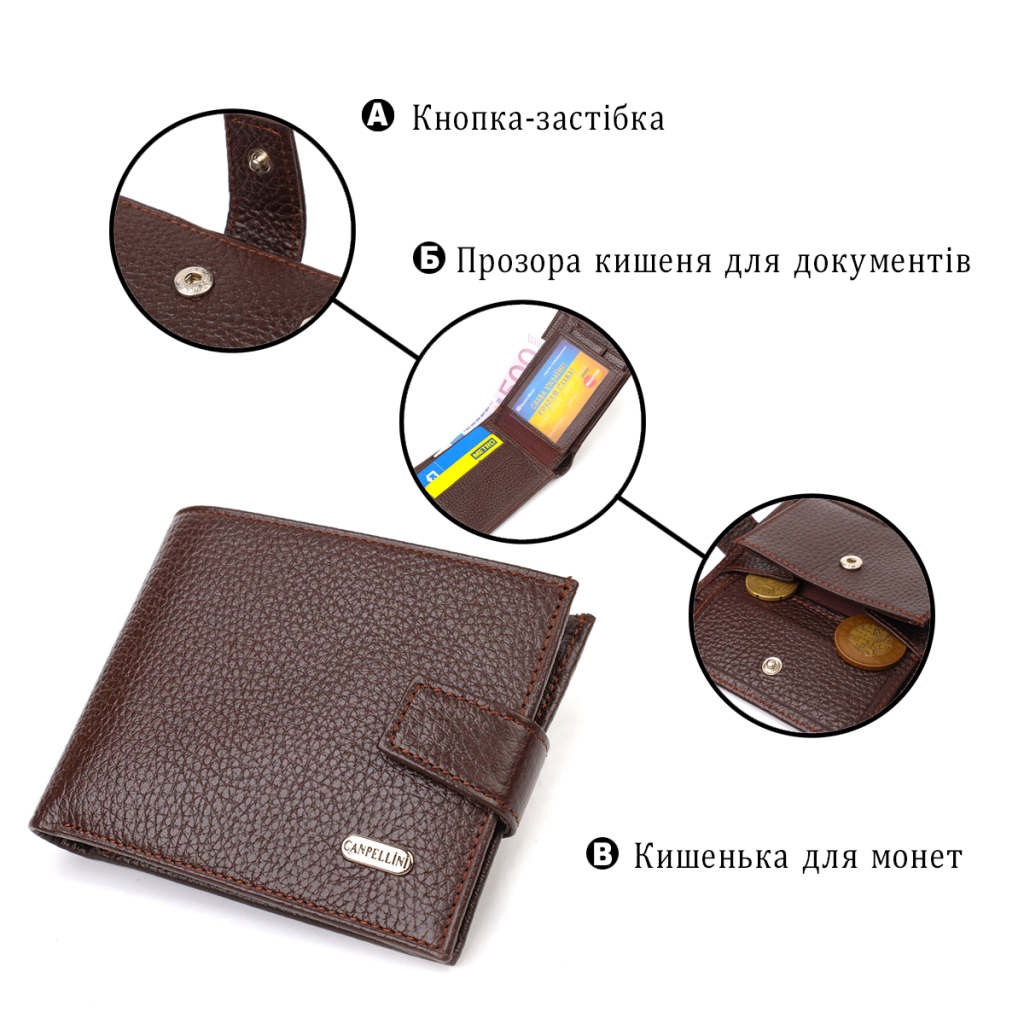 Гаманець Canpellini З натуральної шкіри Флотар Коричневий (21886) - зображення 4