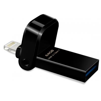 USB флеш накопичувач ADATA 64GB I920 Black USB 3.1/Lightning (AAI920-64G-CBK) - зображення 2