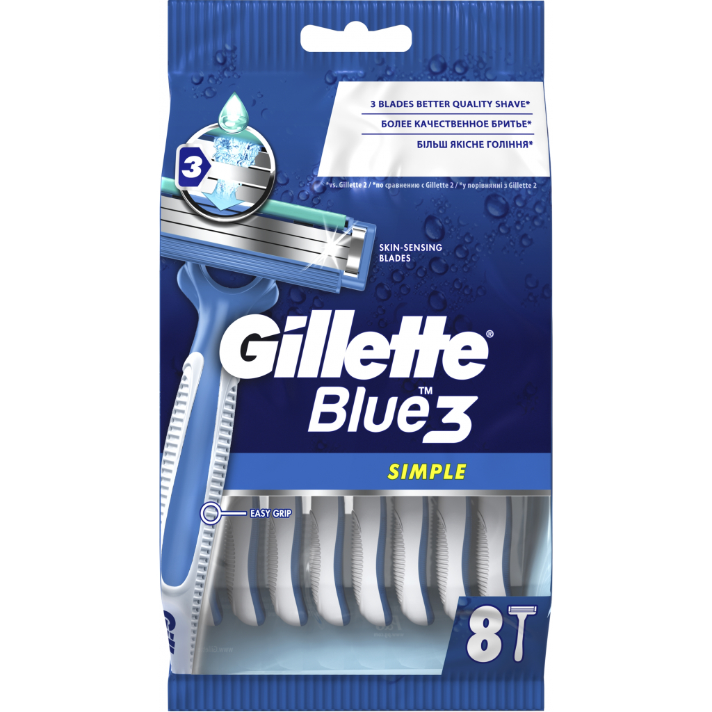 Бритва Gillette Blue Simple3, одноразові, 8 шт. (7702018429660) - зображення 1