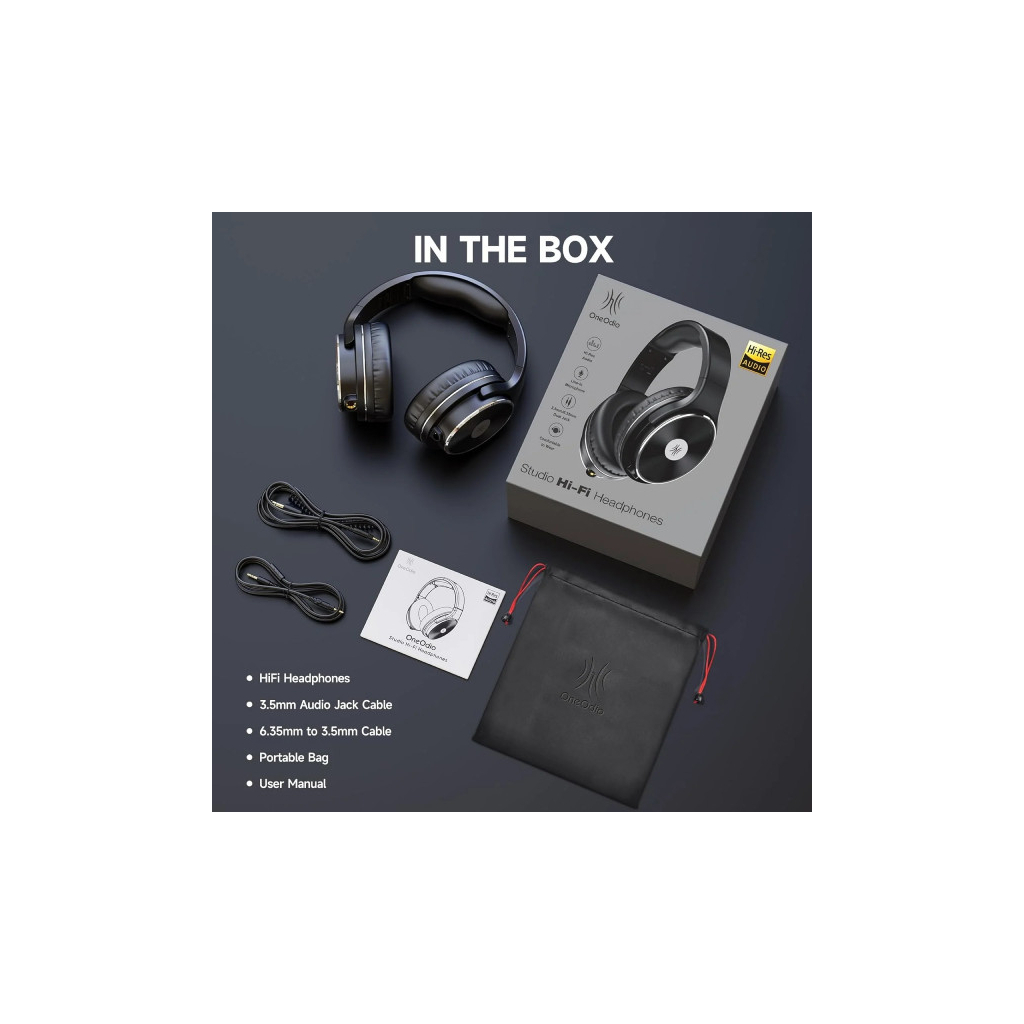 Навушники OneOdio Studio Hifi 3,5мм/6,35мм Black (Studio Hifi Black) - зображення 3