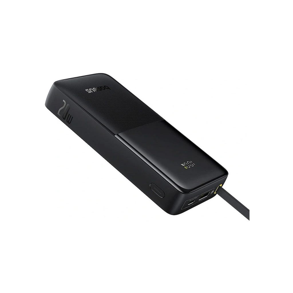 Батарея універсальна Baseus Bipow 2 Digital Display 20000mAh 20W with Built-in USB-C Cable Black (P10077101113-01) - зображення 3