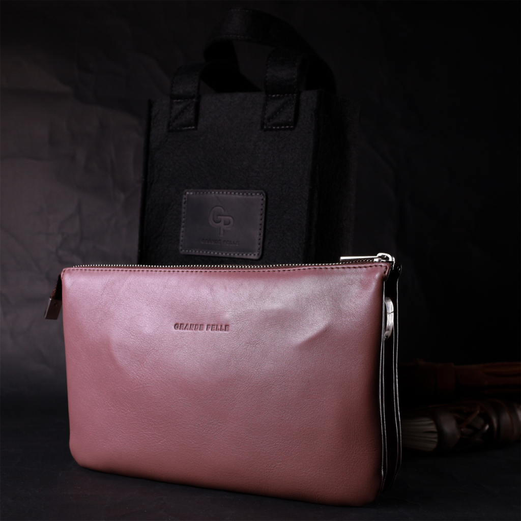 Сумка Grande Pelle З натуральної шкіри Пудрова (11634) - зображення 11