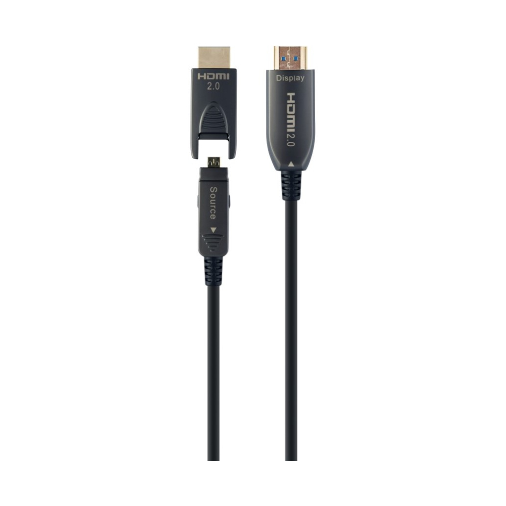 Кабель мультимедійний HDMI to HDMI 20.0m AOC V.2.0, 4K 60Hz Gold Cablexpert (CCBP-HDMID-AOC-20M) - зображення 2