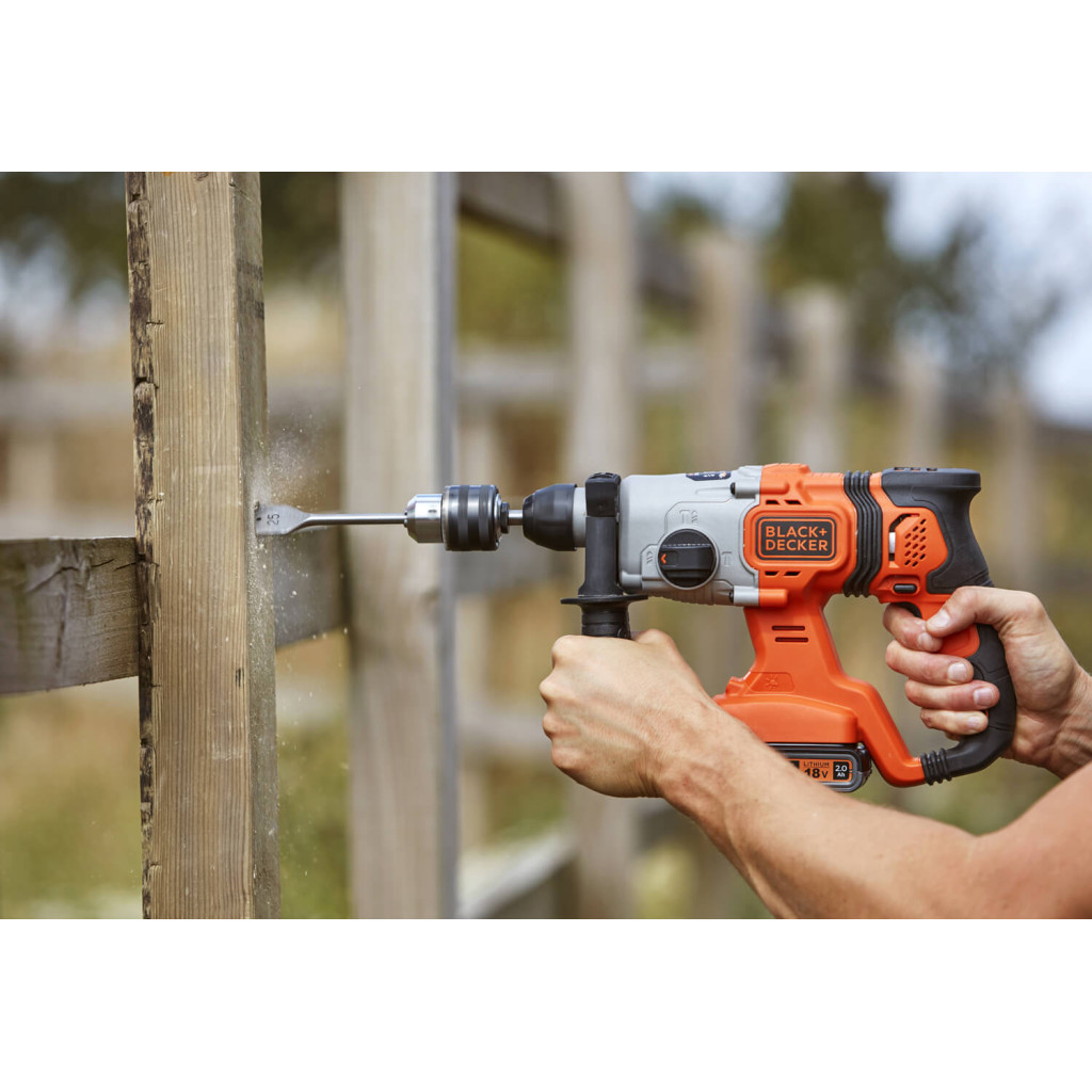 Перфоратор Black&Decker SDS-Plus,18 В, 2Ah, 1.2 Дж, 3 режими, сумка, 2.2 кг (BCD900D1S) - зображення 10