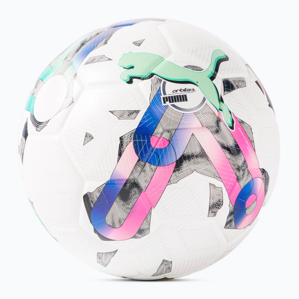 М'яч футбольний Puma Orbita 3 TB (FIFA Quality) 083777-01 білий, жовтий, рожевий, зелений 4 (4065449744270) - зображення 2