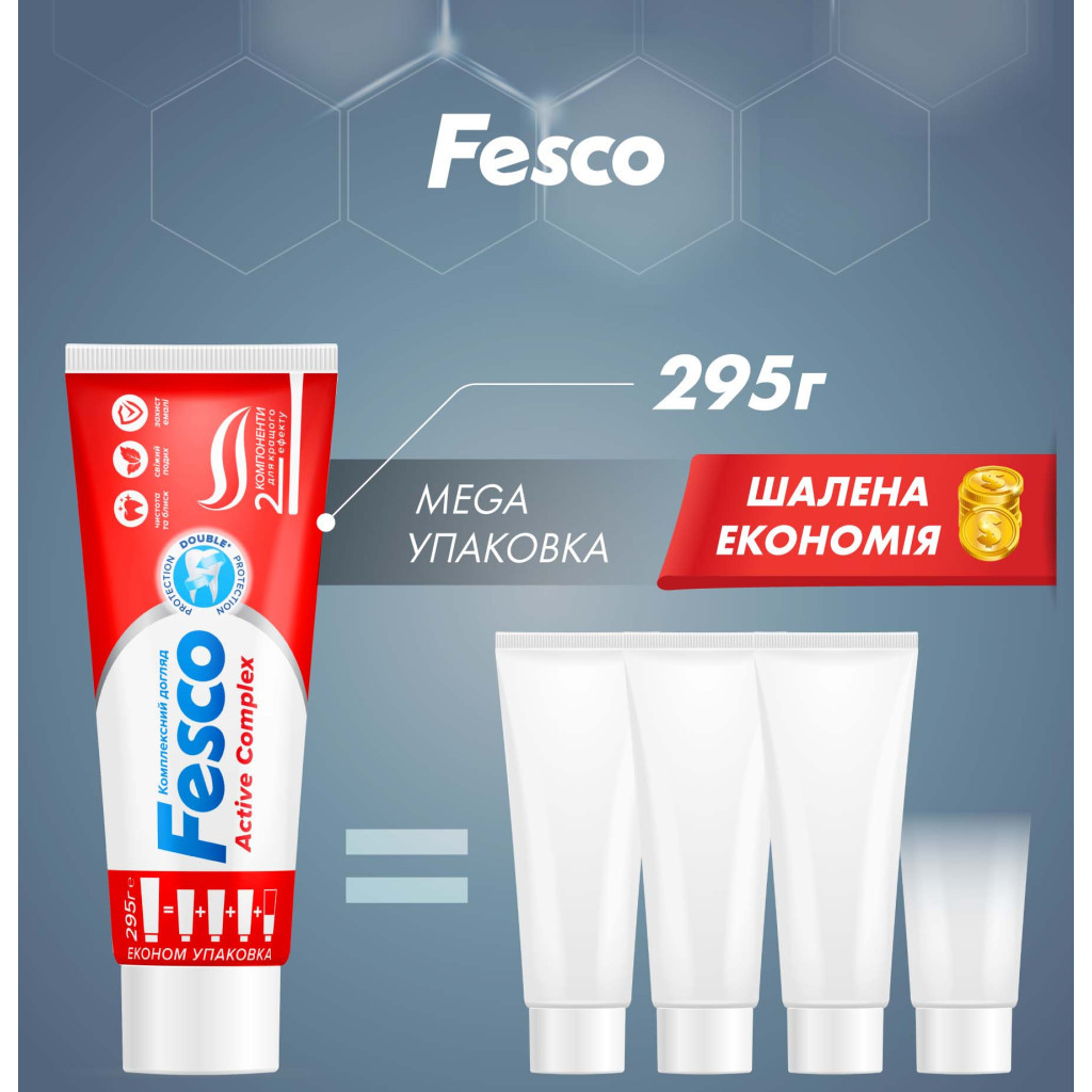 Зубна паста Fesco Active Complex Комплексний догляд 250 мл (4823098414049) - зображення 2