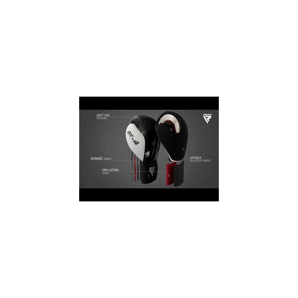 Боксерські рукавички RDX F4 Boxing Sparring Gloves Hook & Loop White/Black 10 унцій (BGR-F4B-10OZ) - зображення 8